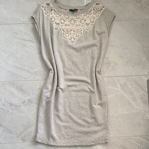 Diesel Gray Dress with Cream Lace Detail